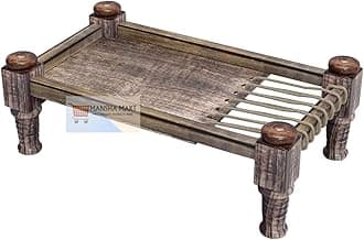 KHAAT CHARPAI Serving Tray Antique Design Home Decor Handmade Snacks Serving Trays Wooden Platter for Serving Tea and Snacks, Home Decor Items Kitchen Items Tray for Dining Table