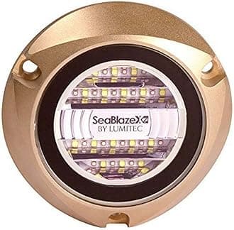 SeaBlazeX2 Underwater LED Light - 6000 Lumens, Dual Color White/Blue & RGBW Spectrum - Solid l Bronze - PLI Enabled, Easy Surface Mount Design - 3-Year Warranty - Boat Lighting, White/Blue