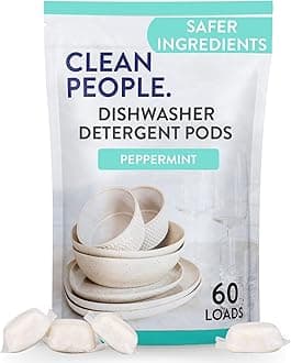 The Clean People Dishwasher Pods - Cuts Grease & Rinses Sparkling Clean - Residue-Free - Phosphate Free Dishwashing Pods - Peppermint, 60 Pack