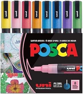 Glitter Markers Set, 8 Fine Paint Markers 3M – Glitter Tones – Yellow, Green, Violet, Blue, Light Blue, Orange, Red, Pink