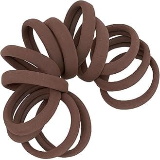 Cyndibands Medium Brown (Chocolate) : Strong Hold, Soft And Seamless 1.5' Fabric Ponytail Holders - 12 Hair Ties (Medium Brown)