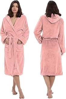 MAXOSHINE Bathrobe for Women Super Soft Plush Fleece Spa Shower Bath Gown for Women-Knee Length Lightweight Robes and Microfiber