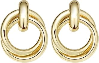 Gold Knot Earrings Statement Chunky Drop Dangle Geometric Earrings Jewelry Gift for Women Girls