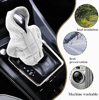 Kutyun 2PCS Gear Shift Cover, Car Shift Cover, Shift Knob Hoodie, Winter Warm Mini Hoodie for Car Shifter, Funny Car Accessories Shift Knob Cover Universal for Cars, Truck, SUV (White, 2PCS)