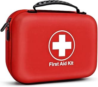 242Pcs Compact First Aid Kit, Waterproof Hard Shell Eva Medical Kits, All-Purpose Portable Trauma First Aid Kit for Boat, Home, Car, Travel, Camping, Hiking and Outdoor Emergencies(Red)