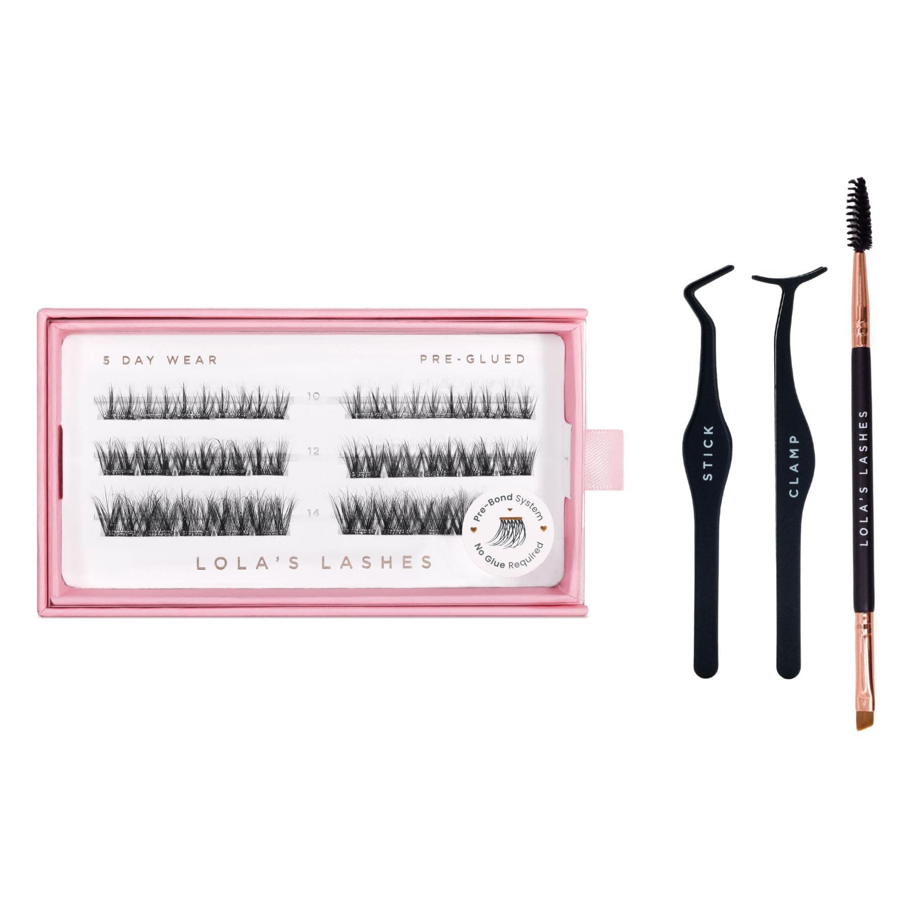 Pre-glued Lashes | Soft Definition 3 Row Starter Kit | Pre-Glues Lashes | Easy Application | Application Tools Included | 5-10 Days Wear & Waterproof | 10-14mm