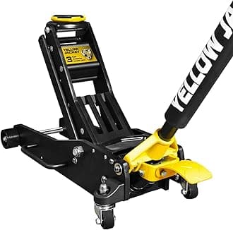 YELLOW JACKET Floor Jack 3 Ton Full Aluminum Ultra Lightweight Low Profile Hydraulic Racing Car Jack with Dual Pumps Quick Lift and Foot Pedal for Auto Repair, 6600 lbs Capacity