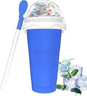 AWH Slushie Maker Cup - Magic Quick Frozen Smoothies Cup for Homemade Milk Shake Ice Cream Maker, Cooling Cup, Double Layer Squeeze Slushy Maker Cup, Birthday Gifts for Friends&Family (Blue)