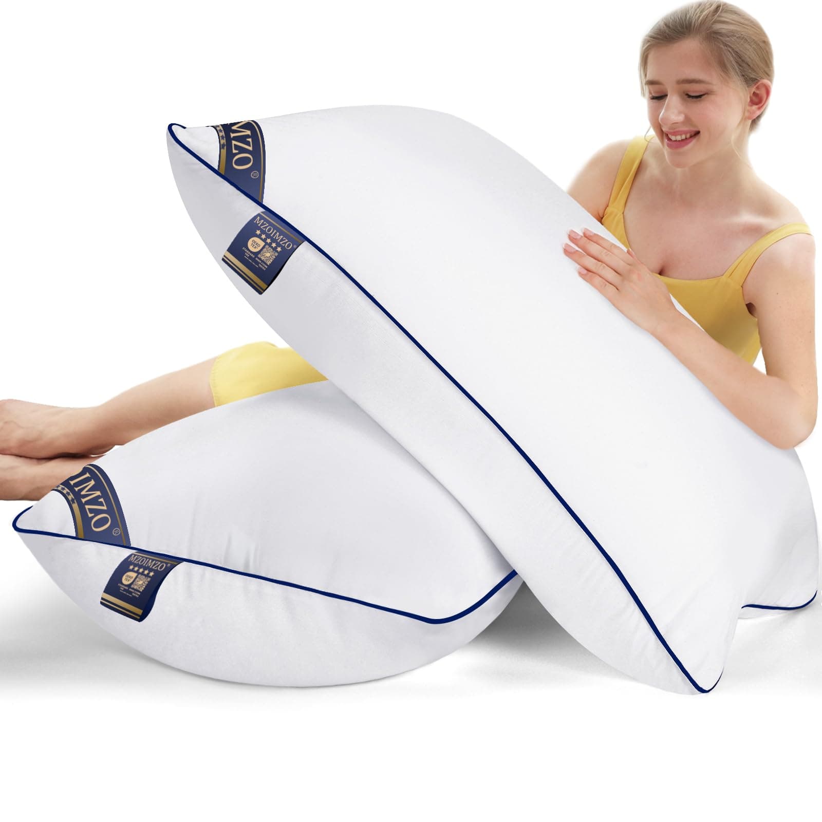 Supportive Firm Bed Pillows for Sleeping- Queen Size Set of 2, Cooling Hotel Quality with Premium Soft Down Alternative Fill for Back, Stomach or Side Sleepers, 20''x30''