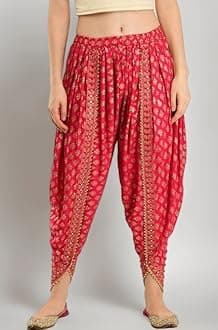 Women Printed Cotton/Rayon Linen Full Length Lace Printed Dhoti/Pant, Patiala Salwar for Women (28 Till 34) Rani