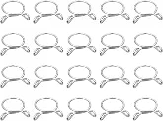 uxcell Fuel Line Hose Clips, 20pcs 19mm ID Fit 20.5-21mm OD Hose 304 Stainless Steel Water Pipe Air Tubing Spring Hose Clamps for Motorcycle Scooter