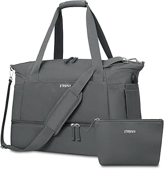 ETRONIK Gym Bag for Women, Personal Item Travel Bag with Shoes Compartment, Weekender Overnight Duffel Bag with Wet Pocket & USB Charging Port, Carry On Bag for Women, Travel, Gym, Weekend