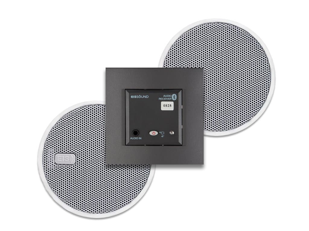 King BT/Mando in Wall Bluetooth Audio Receiver & 2.5" Ceiling Speakers - EIS SOUND (Matt Black)