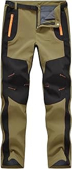 Rdruko Men's Snow Ski Pants Waterproof Insulated Winter Outdoor Snowboard Hiking Fleece Pants with Belt