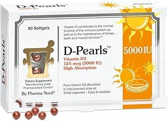 D-Pearls Vitamin D3 5000 IU (125mcg) | Easy-to-Swallow | Chosen for Major Immune Study [1] | Active Vitamin D Supplement in Cold-Pressed Olive Oil for Immune Support, Teeth, Muscle and Bone Health
