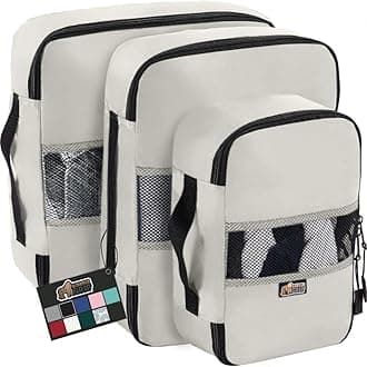 GORILLA GRIPGORILLA GRIP Packing Cubes, Travel Essentials for Suitcase, Mesh Organizer Bags for Clothes Toiletries Shoes and Laundry, Luggage and Carry On Airplane Accessories, Traveling Must Haves, 3 Set White