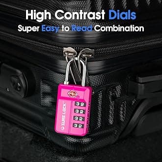 SURE LOCK TSA Approved Travel Luggage Locks, Open Alert Combination Lock for School Office & Gym Locker,Toolbox, Pelican Case,Easy Read Dials- 1, 2 & 4 Pack, 17021ALL Colour, L