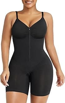 SHAPERXWomen's Shapewear Bodysuit Tummy Control Seamless Zip-Up Sculpting Body Shaper Medium Compression