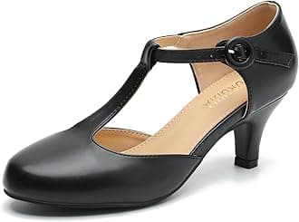 LIURUIJIA Women's T Strap Mary Jane Kitten Heels Pumps Vintage Low Heel Dress Shoes for Wedding Party Work Church