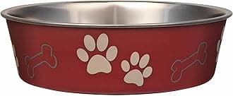Loving Pets Bella Dog Bowls- Stainless Steel Dog & Cat Bowls - Spill Proof Dog Food Bowl, Cat Bowl, Puppy Essentials & Pet Supplies Great for Home & Travel (Large 35-65 lbs, Merlot)