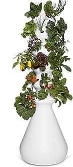 Farmstand Large Starter Kit + 36 Seedling Credits | 6 ft Vertical Hydroponic Garden Tower | Self Watering Outdoor Garden System for Vegetables, Herbs & Greens | Made in USA