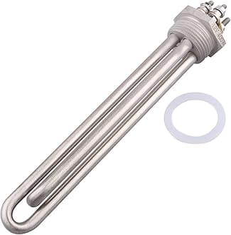 DERNORD 12V 400W Immersion Heater Submersible Water Heater Element Stainless Steel Heating Element with 1 Inch NPSM Fitting Double U Type