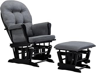 Angel Line Windsor Glider and Ottoman Cushion,Metal, Black/Dark Grey