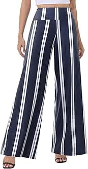 ZOOSIXX Wide Leg Palazzo Pants for Women - High Waist Casual Beach Lounge Pants Loose Dress Pants Stretchy Trousers