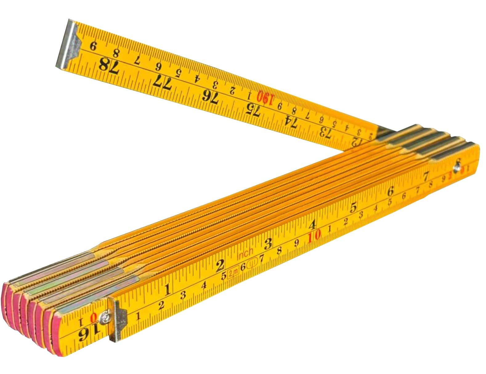 Folding Ruler, Foldable Ruler, Wooden Stick Ruler, Folding Yard Stick, Inch & Metric (6-foot-6-inch/2-Meter), Foldable Yardstick, Carpenters - Sewing - General Use