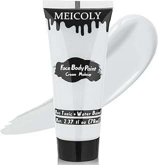 - MEICOLY Cream Moonlight White Face Body Paint,2.37Oz Large Tube Water Based Full Body Paint for Adults and Kids,Professional Face Paint for Halloween Stage SFX Special Effects Cosplay Makeup