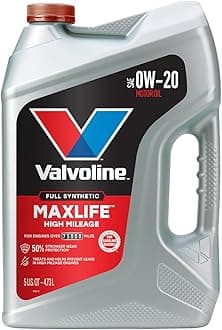 Valvoline™ Full Synthetic High Mileage with MaxLife™ Technology SAE 0W-20 Motor Oil 5 QT, (Model: 852399)