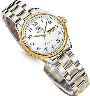 Gold Wrist Watches for Women Waterproof Analog Quartz Stainless Steel Strap Wristwatch Gifts for Laides