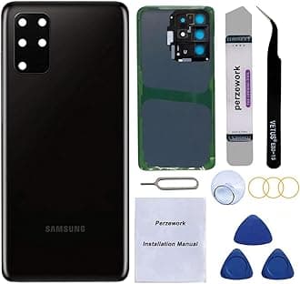 OEM Rear Back Glass Replacement for Samsung Galaxy S20 Plus 6.7 inches with Reparing Toolkit and Pre-Installed Adhesive (Cosmic Black)