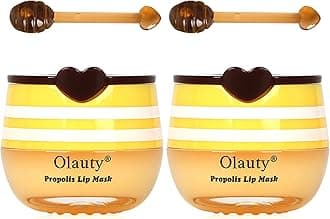 Miniling Bee Lip Mask Balm Honey Pot, 2PCS Honey Lip Sleeping Mask Hydrating Prevention Dry and Cracked Lip Scrubs Exfoliator, Overnight Lip Mask Reduces Lip Lines