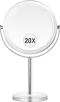 MIYADIVA 20X Magnifying makeup mirror, Double Sided 1X & 20X magnifying mirror with stand, Shaving mirror, Tabletop Magnified Vanity Mirror with 360°Rotation for Bathroom or Bedroom