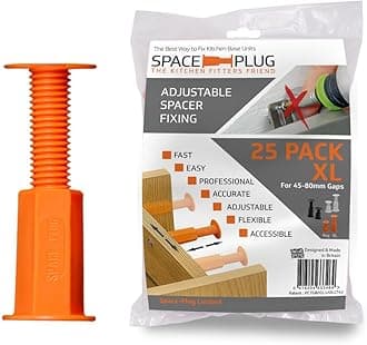 Adjustable Spacer Fixings (XL size for 45-80mm gaps), 25 Pack of Original Orange Spacers, Professional & DIY use for kitchen, bedroom, bathroom & furniture installations