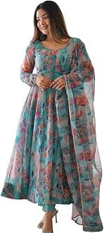 Women Floral Print Anarkali Kurta with Pant and Dupatta