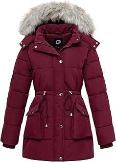 Women's Winter Hooded Coat Waterproof Down Long Jacket Warm Parka Thicken Puffer Coat with Removable Fur Hood