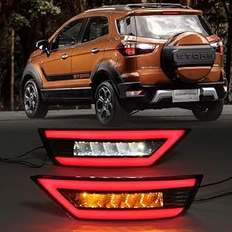 LED Reflector Rear Bumper Tail Light for Ford EcoSport 2013-2022 Driving Brake Reverse Taillight w/Dynamic Sequential Turn Signal Lamp(Smoke Lens)