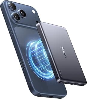 TORRAS MiniMag Power Bank 10000mAh for MagSafe, Fast Charging Magnetic Portable Charger Slim, Wireless Battery Pack with USB-C Cable for iPhone 17 Pro Max/Air/16/15/14/13/12, Gray Titan