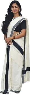 Women's Woven Cotton Saree (SC-06_Off White)
