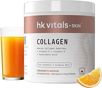 Heal;thKart Hk Vitals Marine Collagen Supplement (Orange, 200 Gram) | Vitamin C, E, Sodium Hyaluronate | for Healthy Skin, Hair & Nails