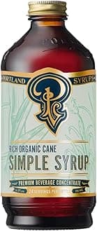 Portland Syrups Organic Cane Simple Syrup - Drink Mix for Exceptional Cocktails, Sugar for Drinks, for Coffee, Mocktails, Baking, 12 oz, 24 Servings - Pack of 1