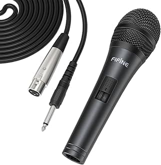 FIFINE Wired Microphone for Amplifier/Speaker,Handheld Dynamic Mic for DJ, Karaoke, Plug in Microphone with Cord for Singing, Vocal Recording-K6
