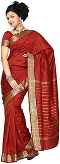 Sanskruti India Womens Indian Ethnic Traditional Banarasi Art Silk Saree Sari Wrap Fabric Dress Drape
