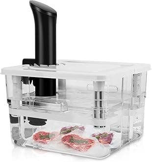 7 in 1 Sous Vide Container 12L with Lid & Rack, Large Kitchen Food Storage Container Compatible with Most Sous Vide Cookers for Kitchen Sous Vide Food Prep Storage