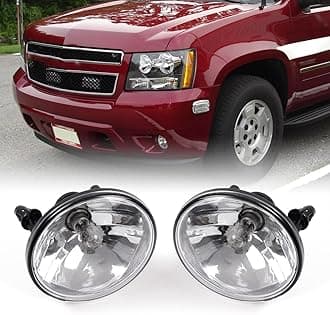 G-PLUS Bumper Fog Lights w/Bulbs Compatible With 2007-2014 GMC Acadia Yukon Pontiac/Chevy Avalanche Camaro Suburban Tahoe, Driving Lamps Pair,Clear Lens Black Housing
