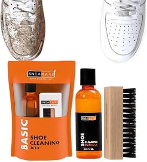Shoe Cleaning Kit with 100ml/3.4 Oz Cleaner, Brush & Towel Complete Kit For Sneakers, Nubuck, Suede & Leather