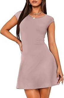 OFEEFAN Womens Dresses Cap Sleeve Cocktail Graduation Formal Party Club Mini Outfits
