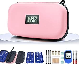 Gosemai TSA Approved Insulin Cooler Travel Case Medication Cooler for Travel with Thermometer Temperature Display Diabetic Medication Organizer Medical Travel Cooler Bag with 2 Ice Pack